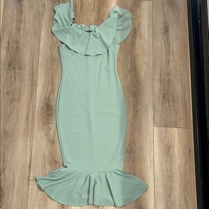 Chic Mint Ruffle Midi Dress